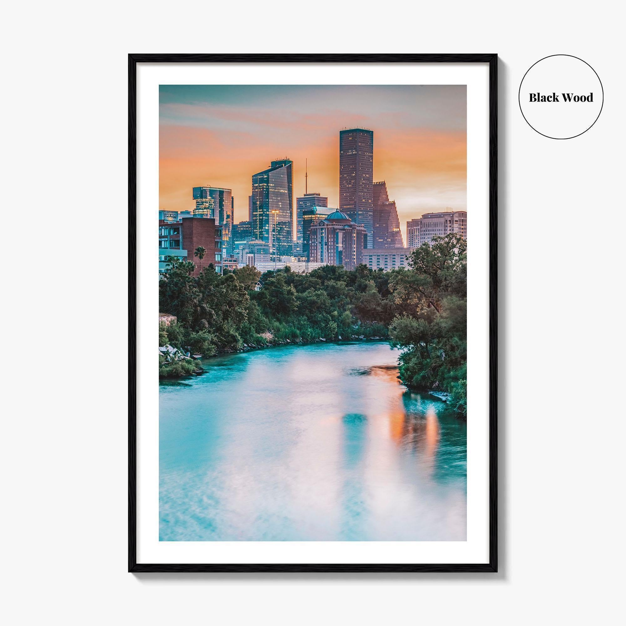 Houston Skyline Fine Art Photo Print, Downtown, Texas USA Wall Poster, East Buffalo Bayou