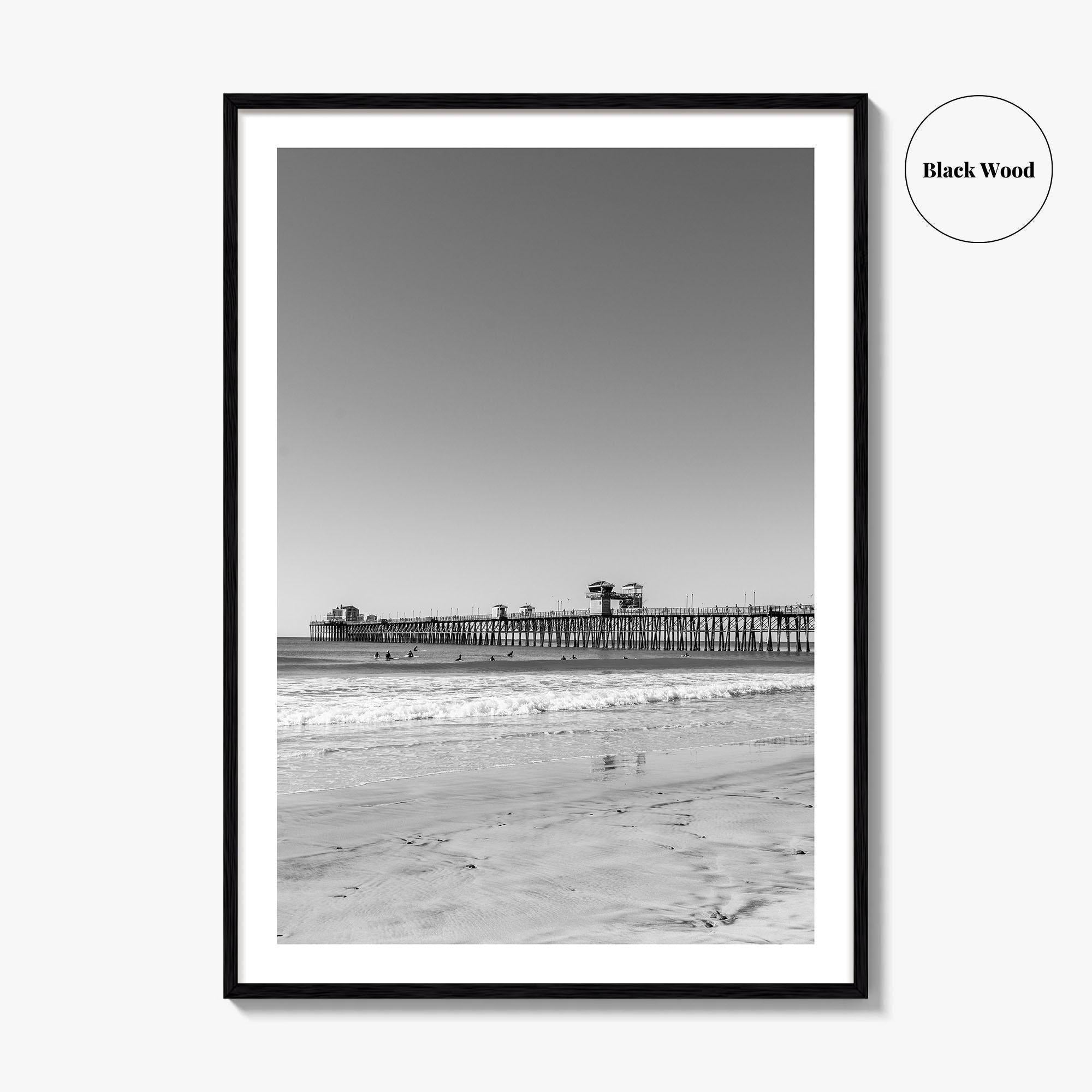 Imperial Beach Black and White Fine Art Photo Print, San Diego California, Pier Poster