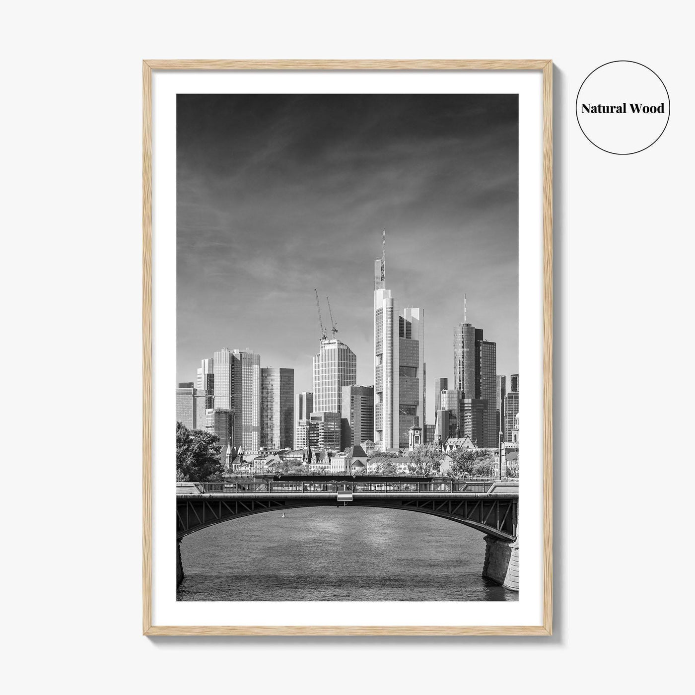 Frankfurt Am Main Skyline Black and White Fine Art Photo Print, Hesse, Germany Poster