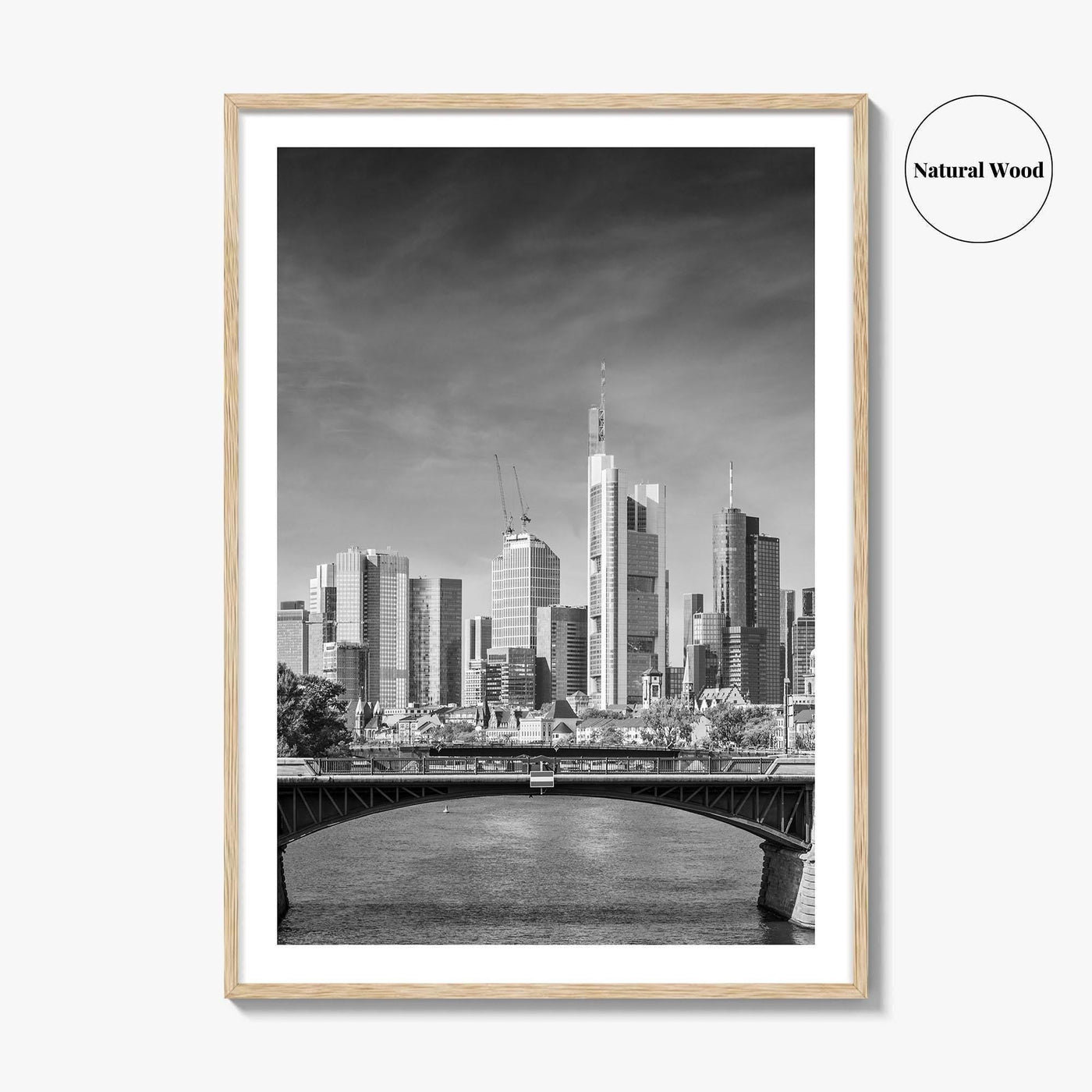 Frankfurt Am Main Skyline Black and White Fine Art Photo Print, Hesse, Germany Poster