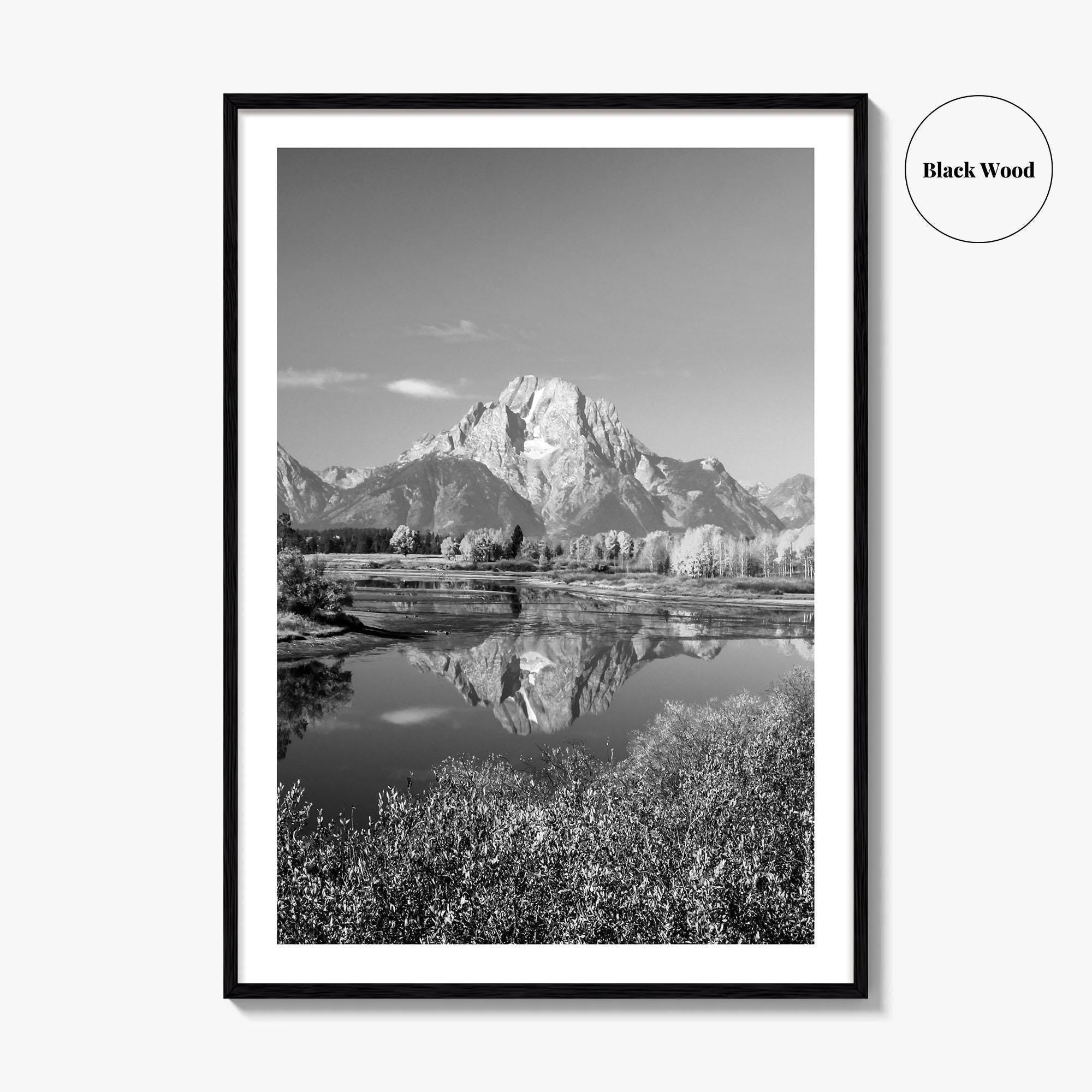 Grand Teton Black and White Fine Art Photo Print, Jackson Hole Mountains Wyoming Poster