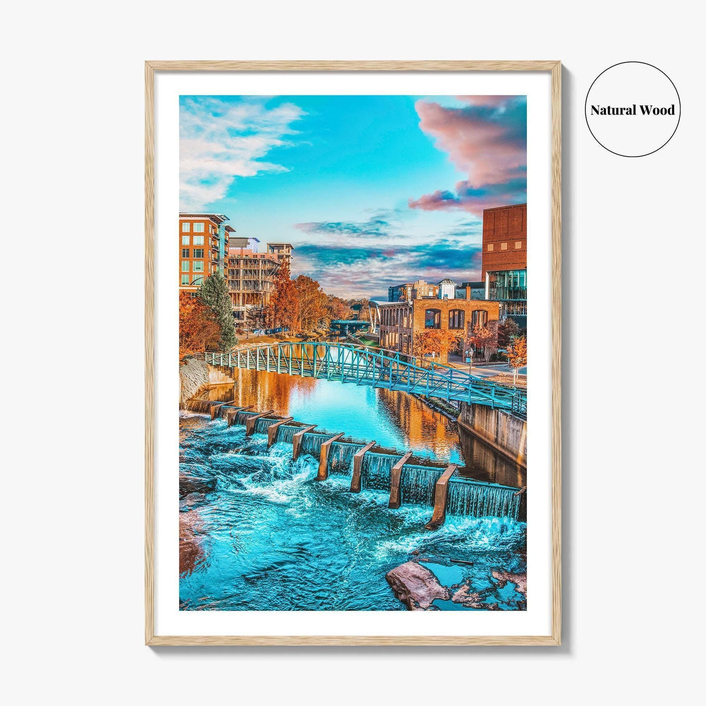 Greenville Skyline Fine Art Photo Print, Reedy River, SC, USA, Poster