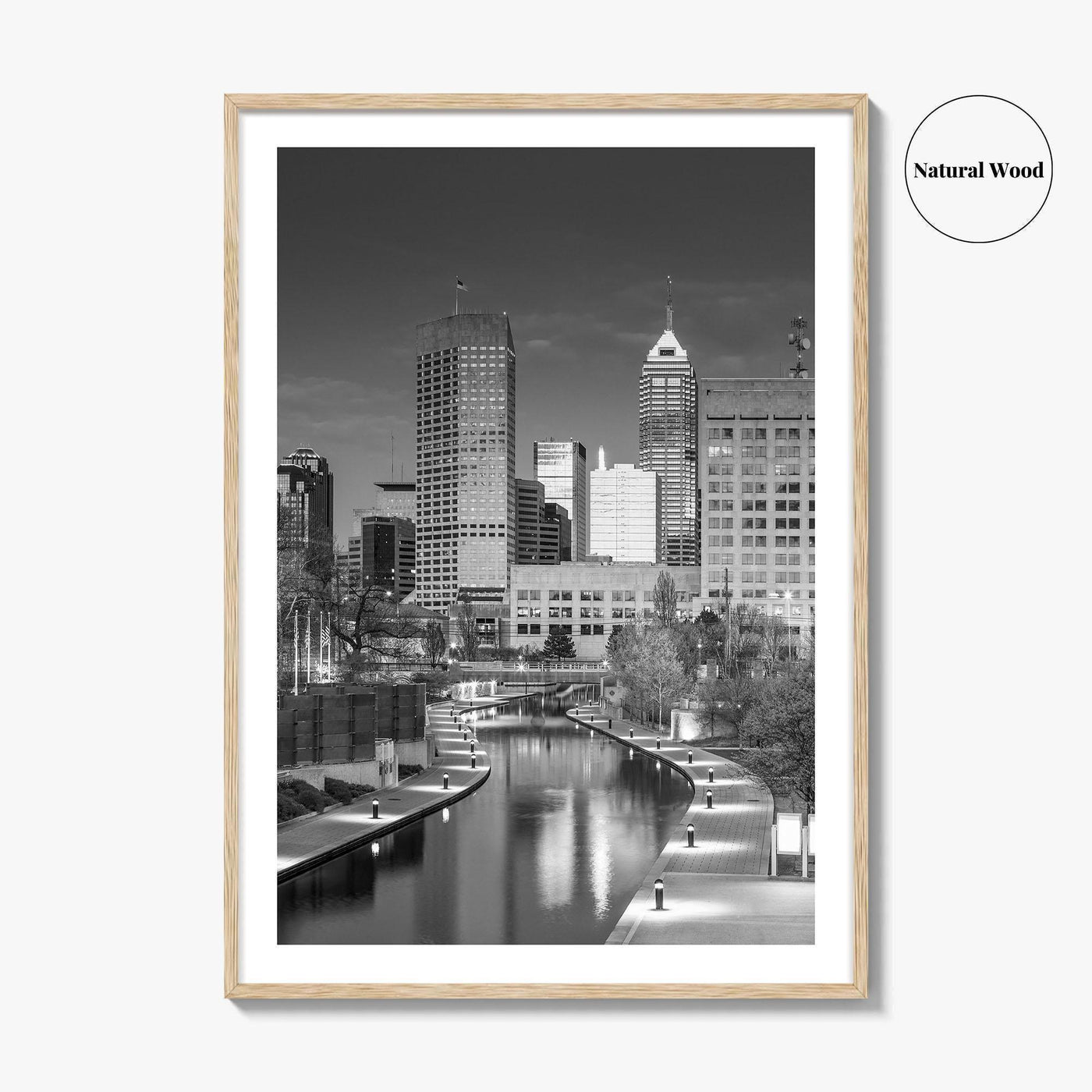 Indianapolis Skyline Black and White Fine Art Photo Print, Indiana Poster