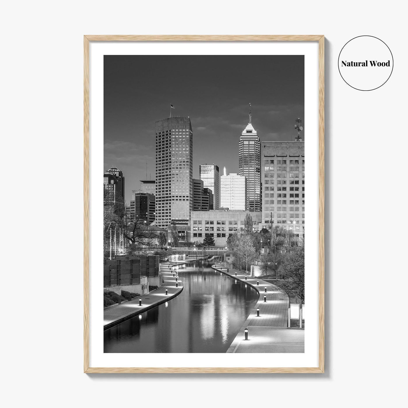 Indianapolis Skyline Black and White Fine Art Photo Print, Indiana Poster