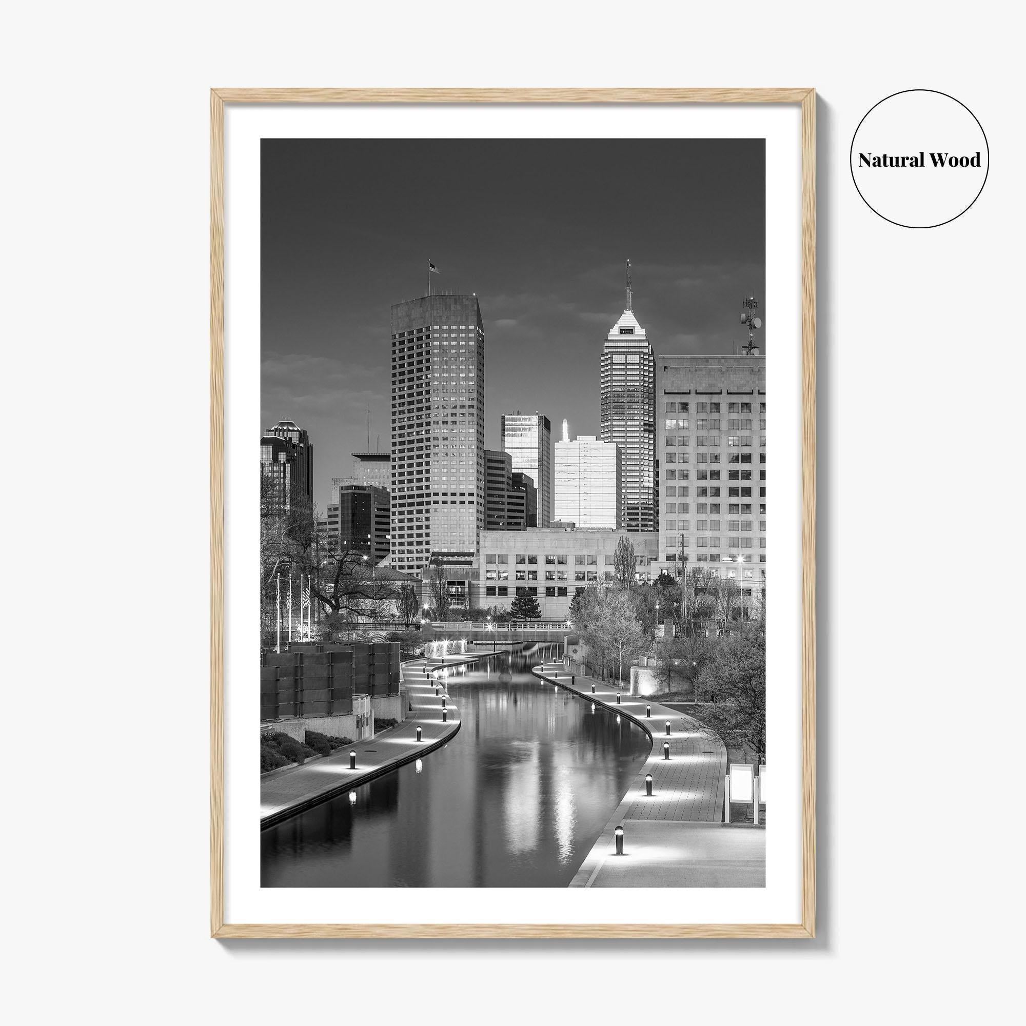Indianapolis Skyline Black and White Fine Art Photo Print, Indiana Poster