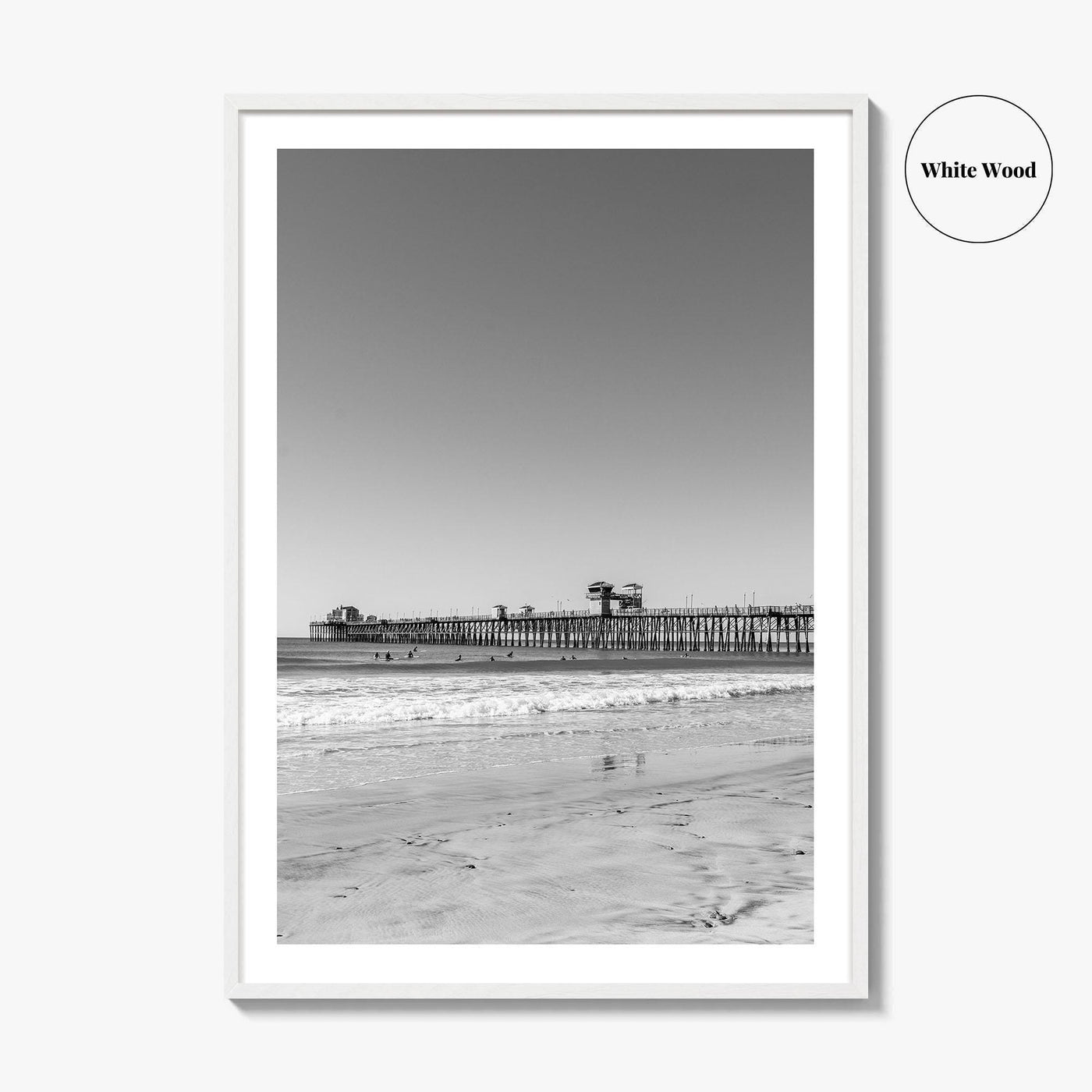 Imperial Beach Black and White Fine Art Photo Print, San Diego California, Pier Poster