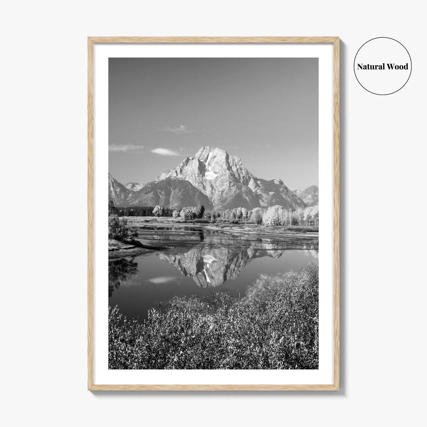 Grand Teton Black and White Fine Art Photo Print, Jackson Hole Mountains Wyoming Poster