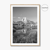 Grand Teton Black and White Fine Art Photo Print, Jackson Hole Mountains Wyoming Poster