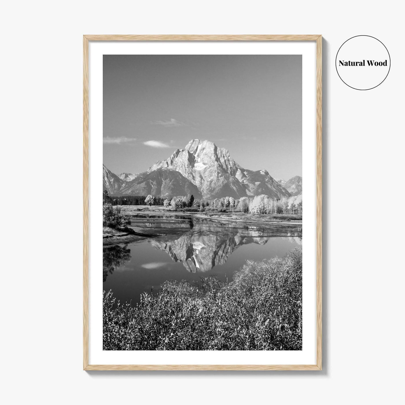 Grand Teton Black and White Fine Art Photo Print, Jackson Hole Mountains Wyoming Poster