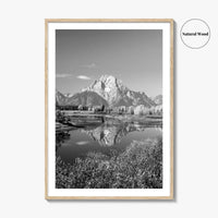 Grand Teton Black and White Fine Art Photo Print, Jackson Hole Mountains Wyoming Poster