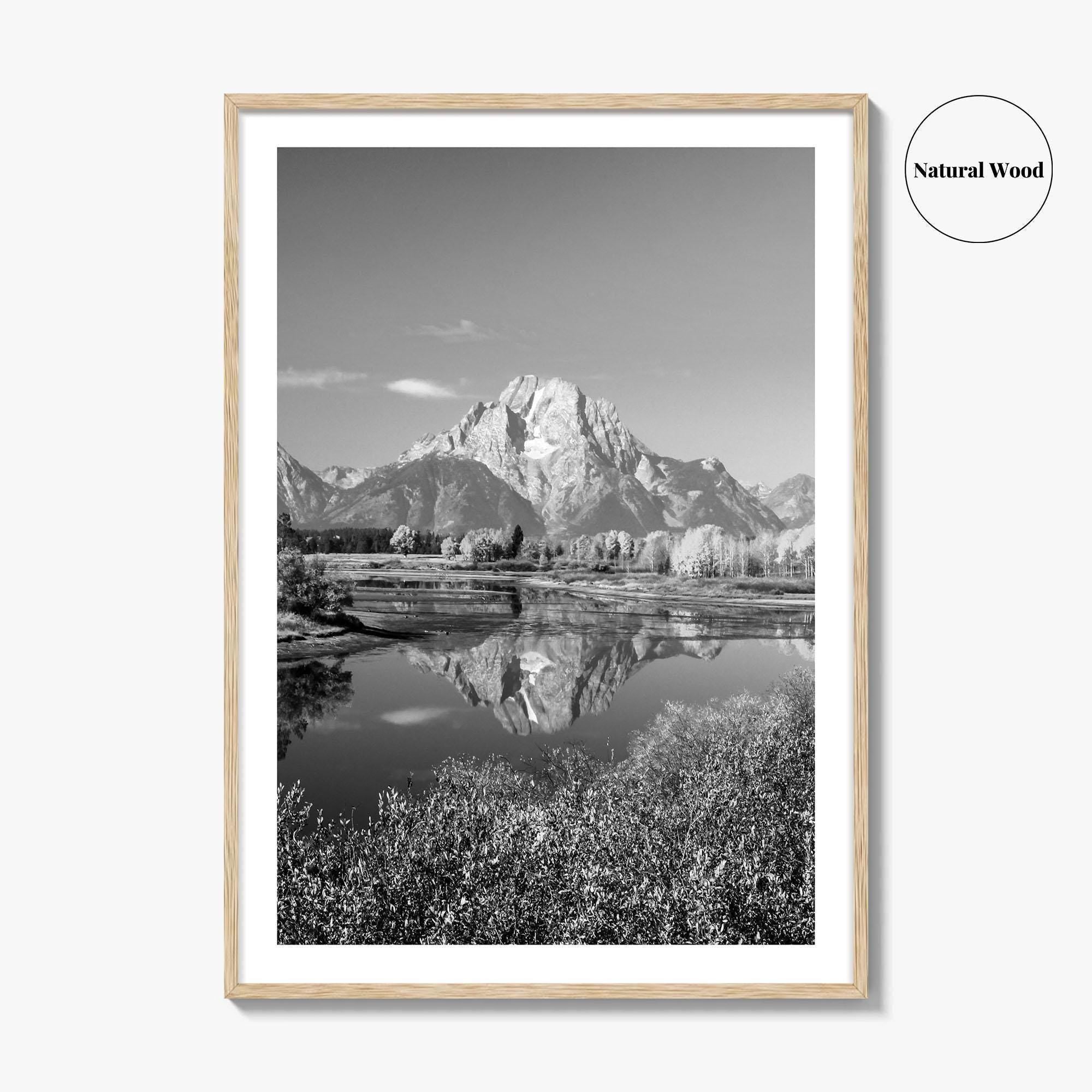 Grand Teton Black and White Fine Art Photo Print, Jackson Hole Mountains Wyoming Poster