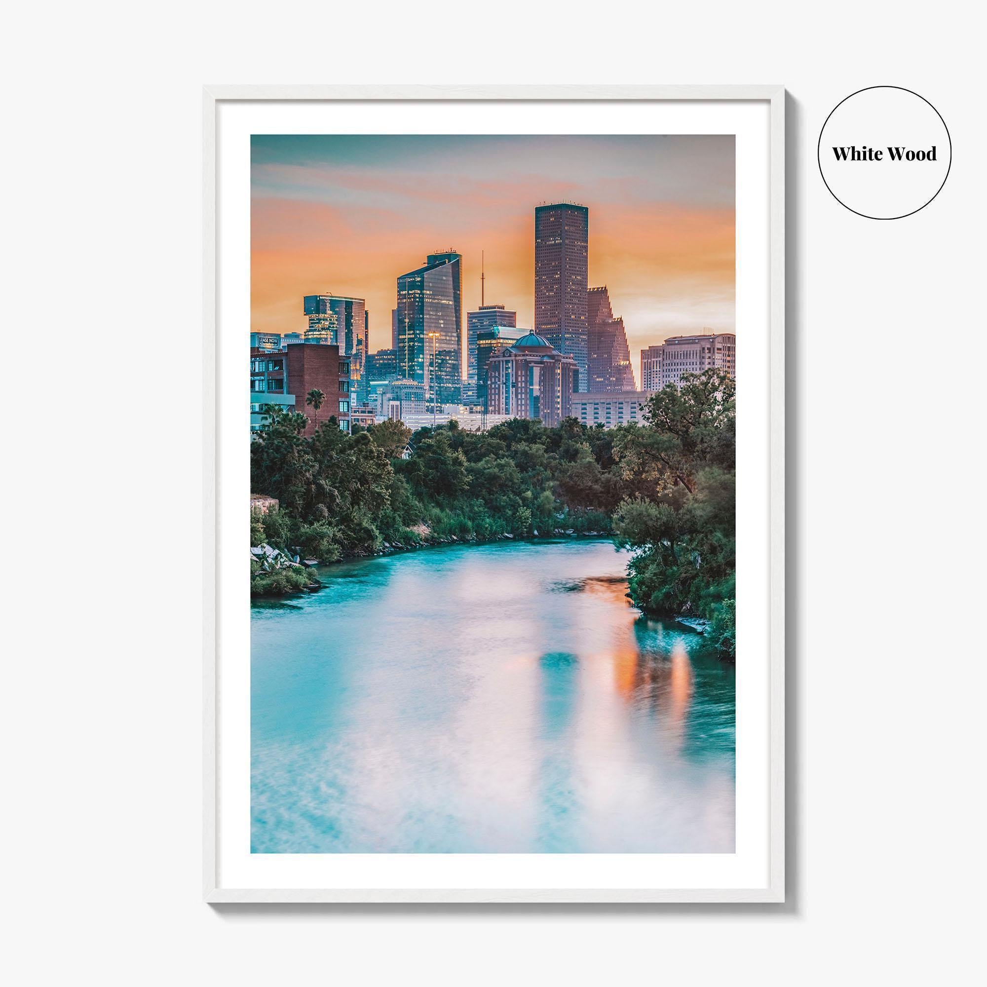 Houston Skyline Fine Art Photo Print, Downtown, Texas USA Wall Poster, East Buffalo Bayou