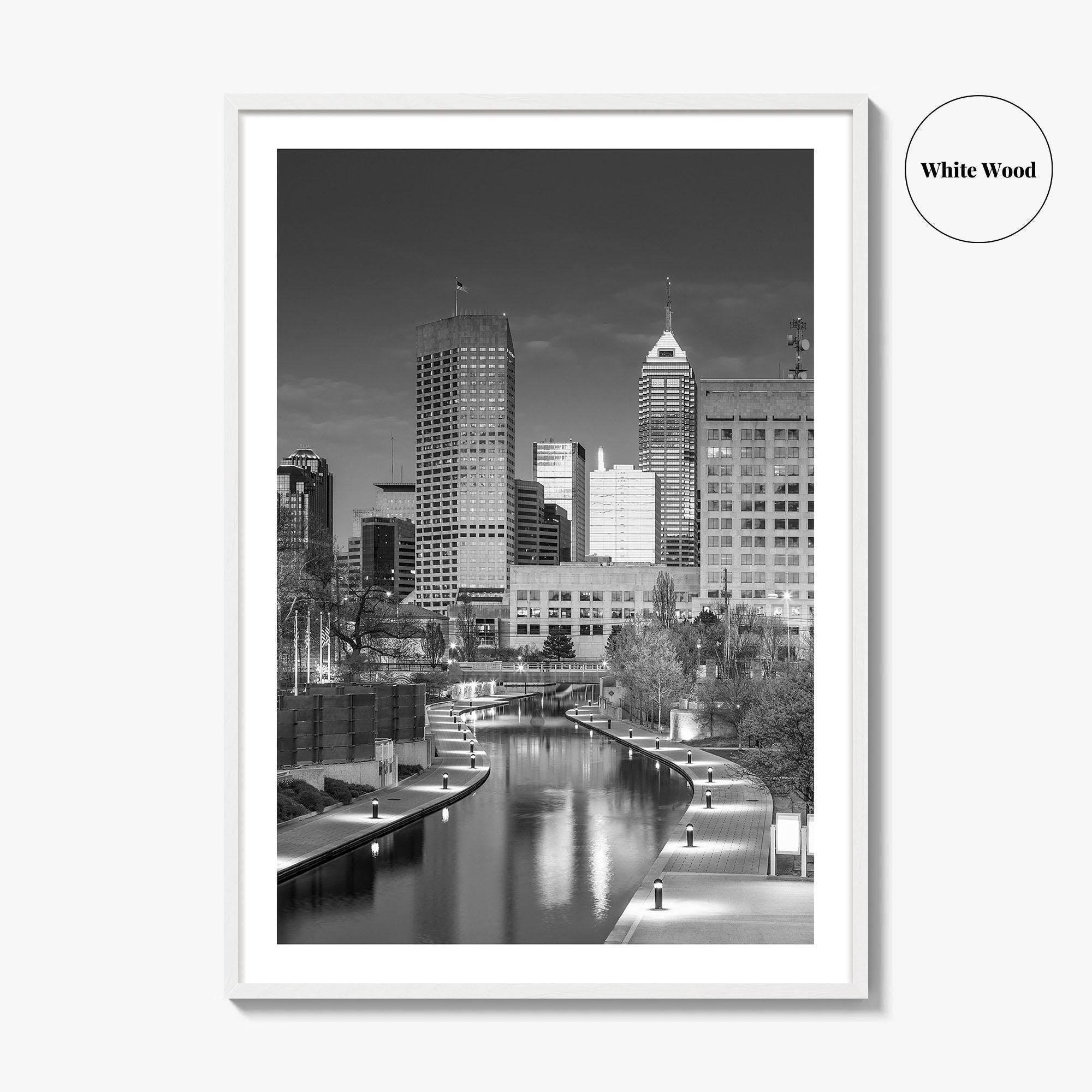 Indianapolis Skyline Black and White Fine Art Photo Print, Indiana Poster