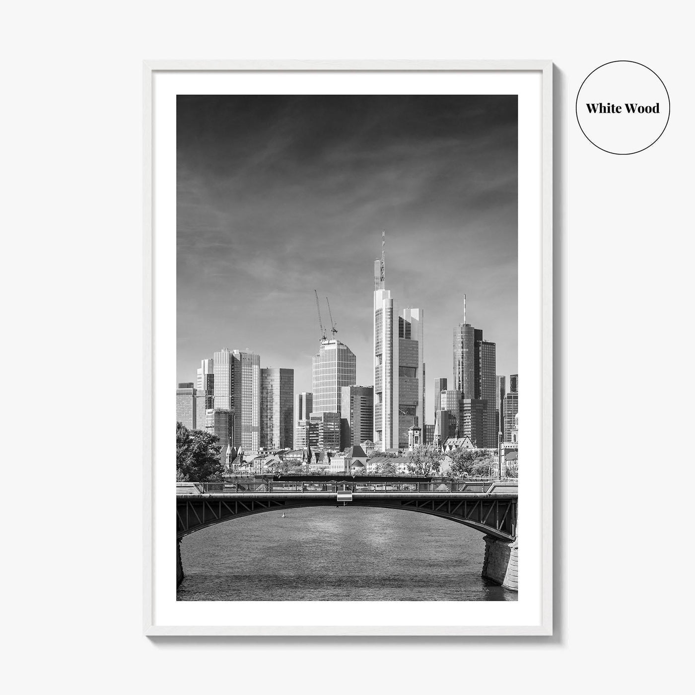 Frankfurt Am Main Skyline Black and White Fine Art Photo Print, Hesse, Germany Poster