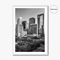 Houston Skyline Black and White Fine Art Photo Print, Texas Downtown Poster