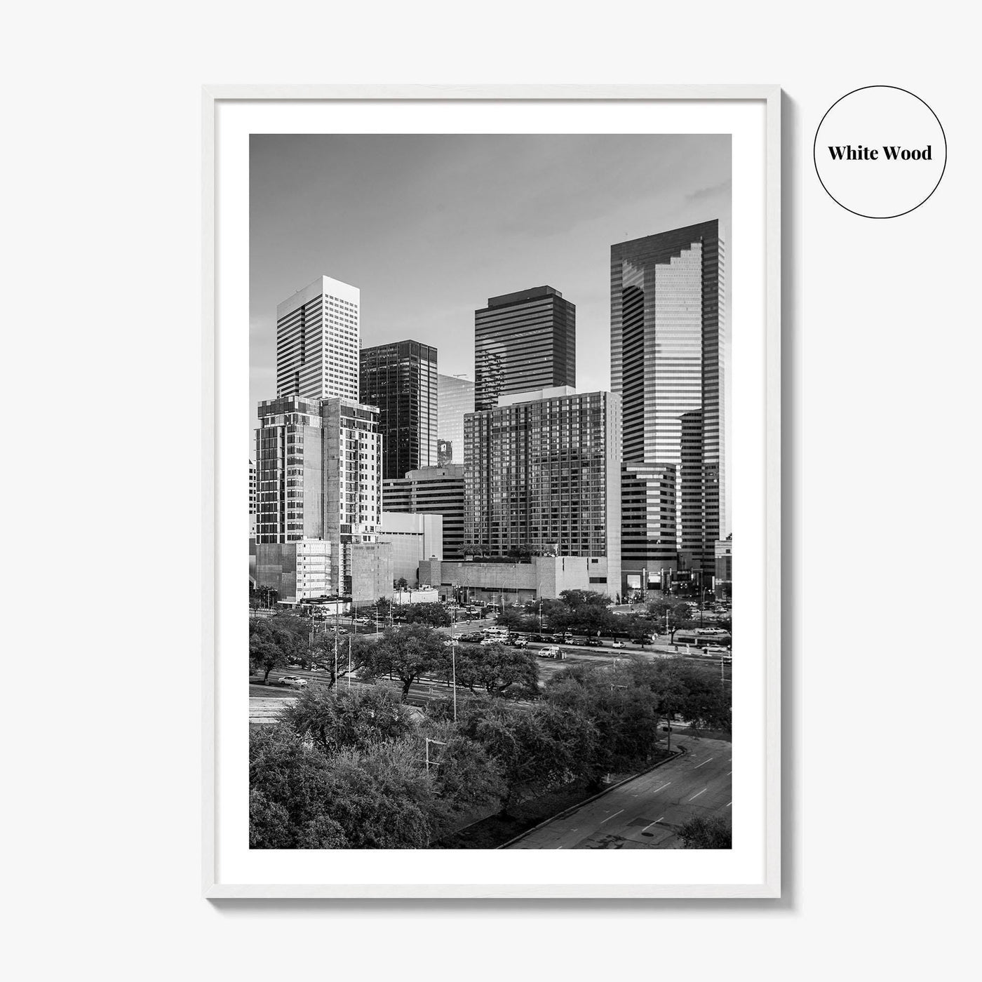 Houston Skyline Black and White Fine Art Photo Print, Texas Downtown Poster