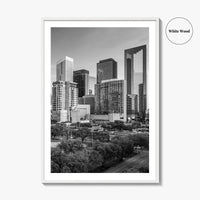 Houston Skyline Black and White Fine Art Photo Print, Texas Downtown Poster