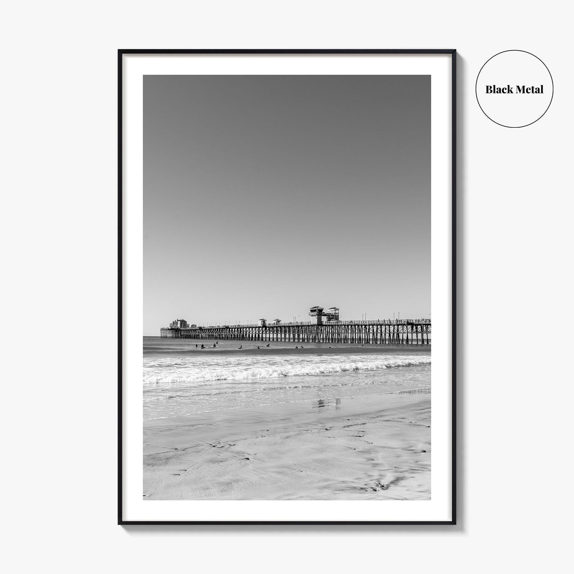 Imperial Beach Black and White Fine Art Photo Print, San Diego California, Pier Poster