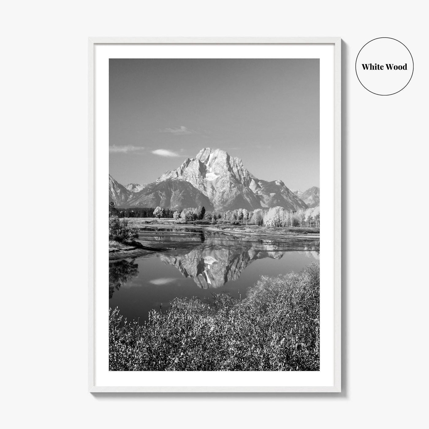 Grand Teton Black and White Fine Art Photo Print, Jackson Hole Mountains Wyoming Poster