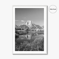 Grand Teton Black and White Fine Art Photo Print, Jackson Hole Mountains Wyoming Poster