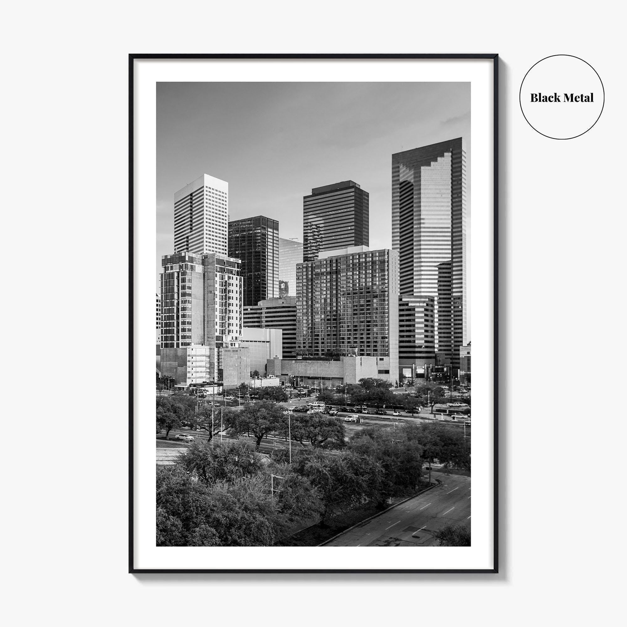 Houston Skyline Black and White Fine Art Photo Print, Texas Downtown Poster