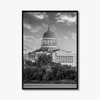 Jefferson City Skyline Black and White Fine Art Photo Print, State Capitol Missouri Poster