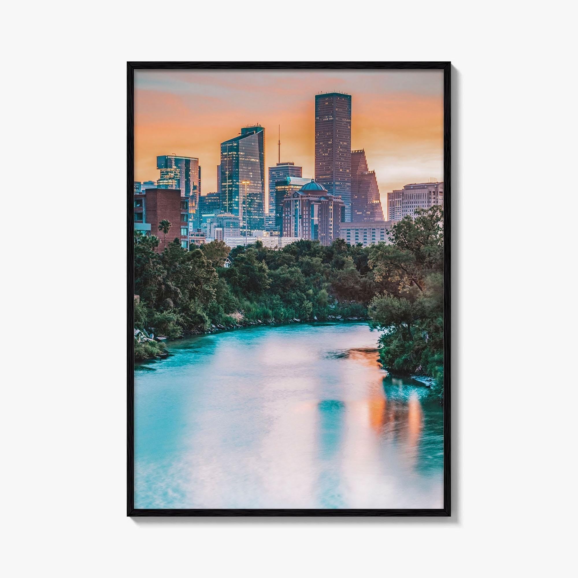 Houston Skyline Fine Art Photo Print, Downtown, Texas USA Wall Poster, East Buffalo Bayou