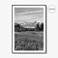 Juneau Black and White Fine Art Photo Print, Mendenhall Glacier Alaska Poster