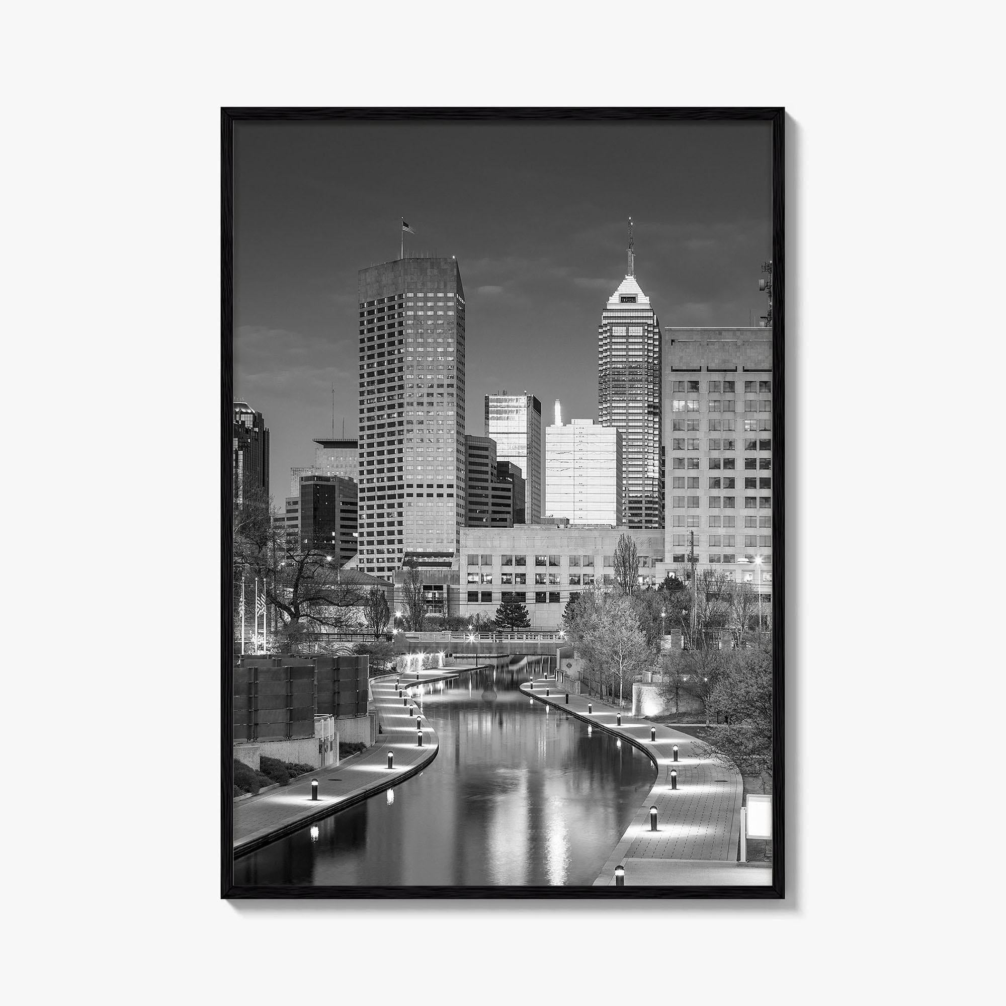 Indianapolis Skyline Black and White Fine Art Photo Print, Indiana Poster