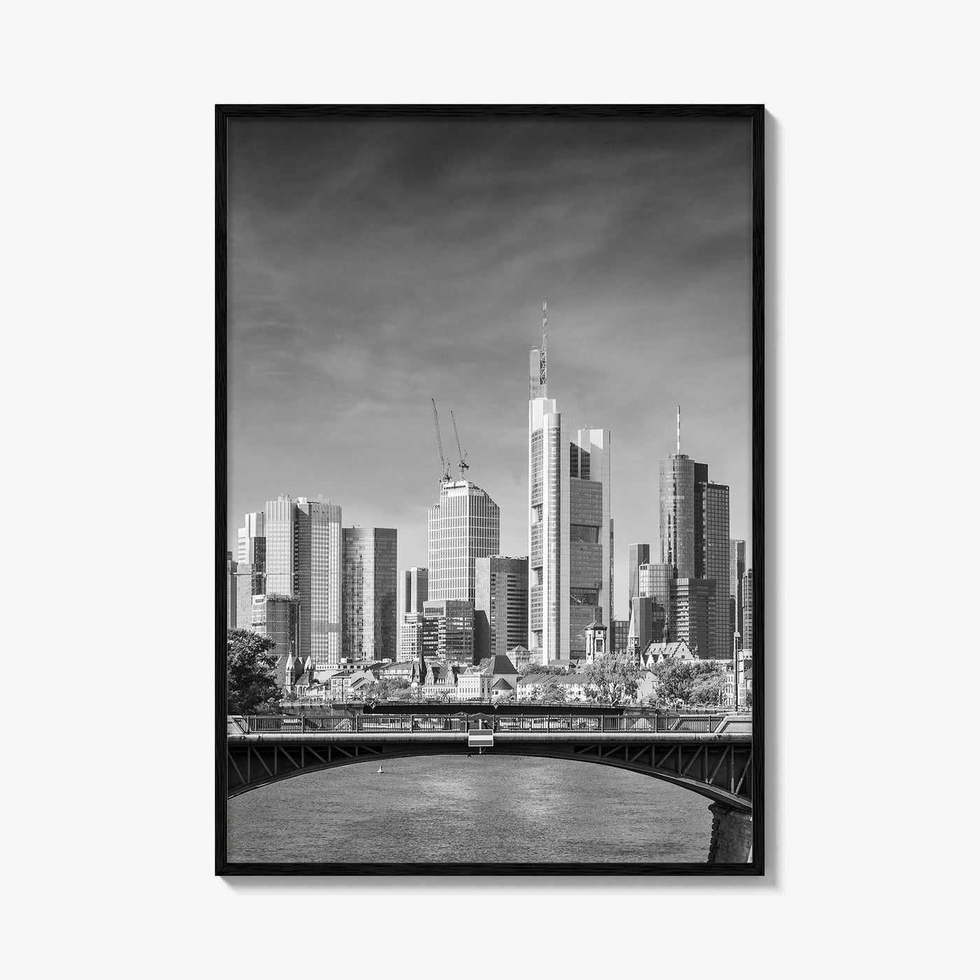 Frankfurt Am Main Skyline Black and White Fine Art Photo Print, Hesse, Germany Poster