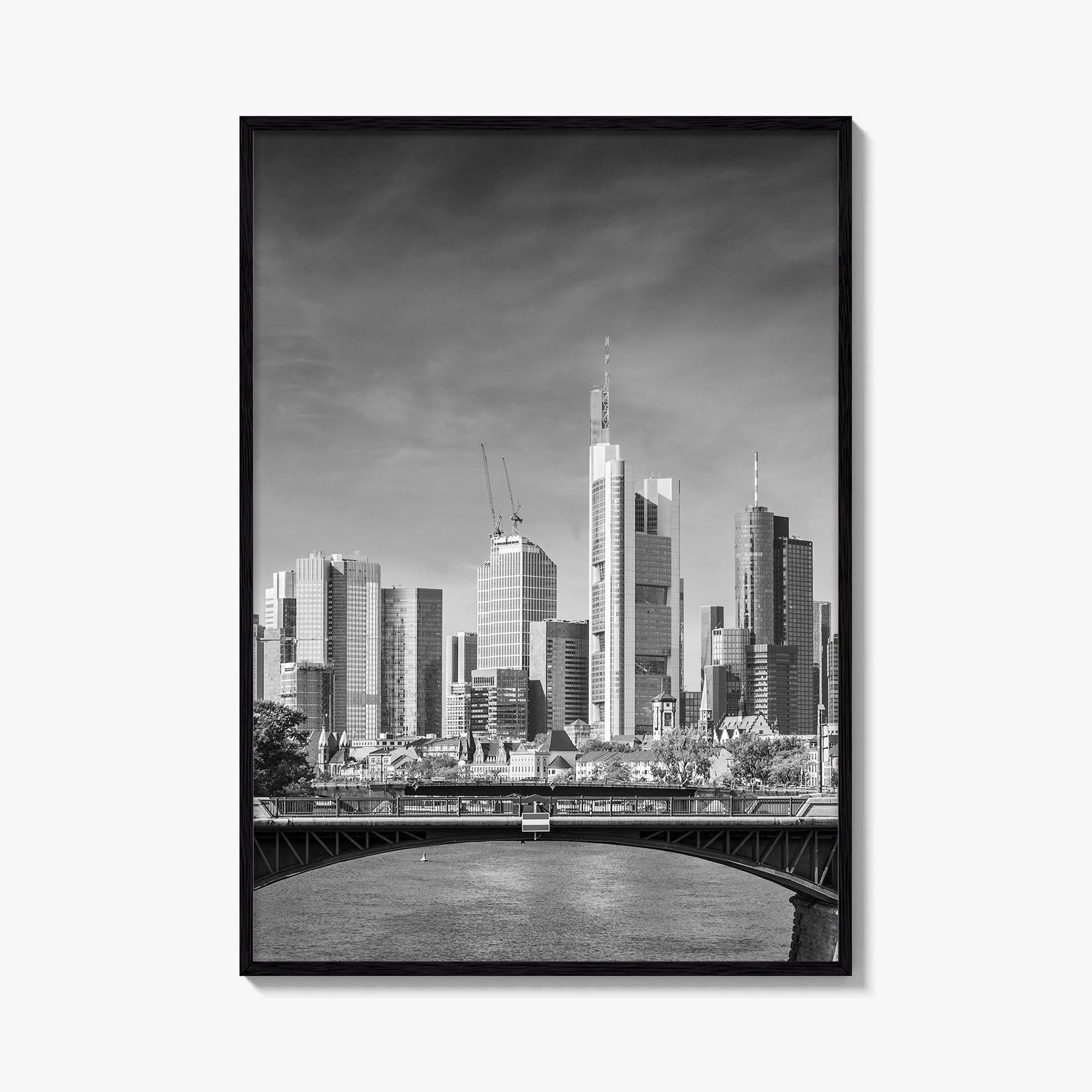 Frankfurt Am Main Skyline Black and White Fine Art Photo Print, Hesse, Germany Poster