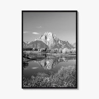 Grand Teton Black and White Fine Art Photo Print, Jackson Hole Mountains Wyoming Poster