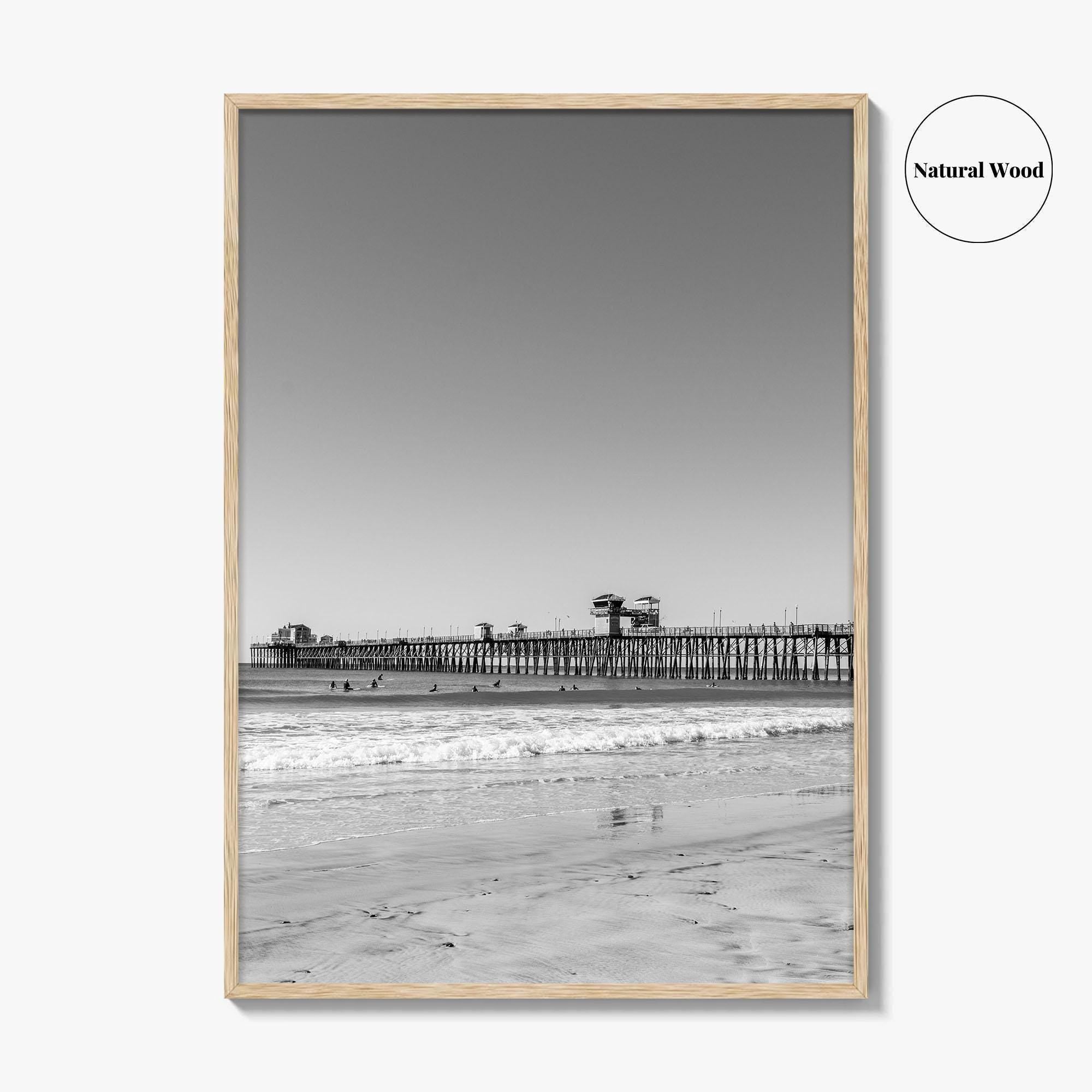Imperial Beach Black and White Fine Art Photo Print, San Diego California, Pier Poster