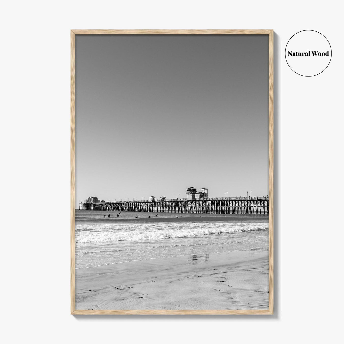 Imperial Beach Black and White Fine Art Photo Print, San Diego California, Pier Poster