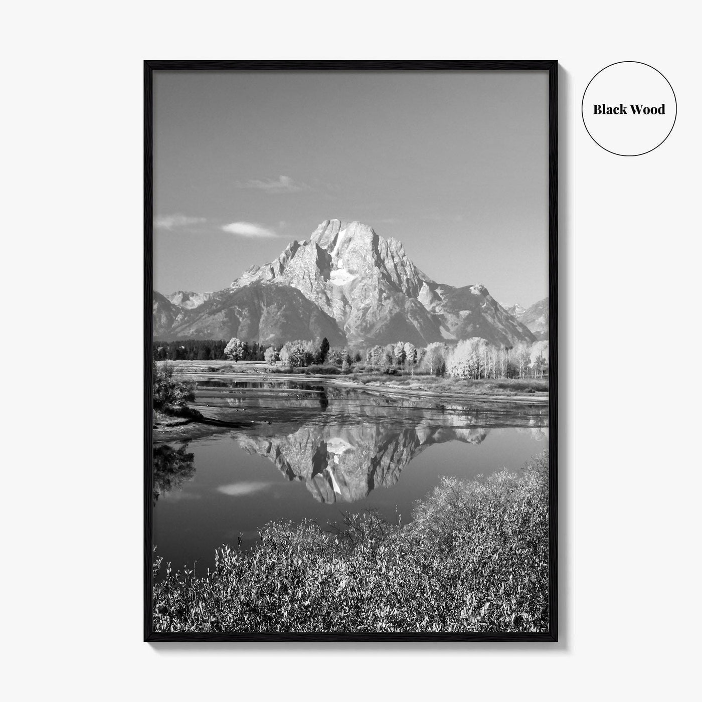 Grand Teton Black and White Fine Art Photo Print, Jackson Hole Mountains Wyoming Poster