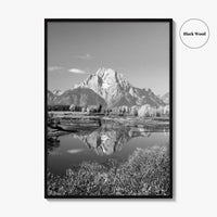 Grand Teton Black and White Fine Art Photo Print, Jackson Hole Mountains Wyoming Poster
