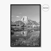 Grand Teton Black and White Fine Art Photo Print, Jackson Hole Mountains Wyoming Poster