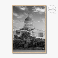 Jefferson City Skyline Black and White Fine Art Photo Print, State Capitol Missouri Poster