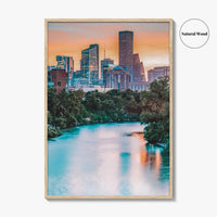 Houston Skyline Fine Art Photo Print, Downtown, Texas USA Wall Poster, East Buffalo Bayou