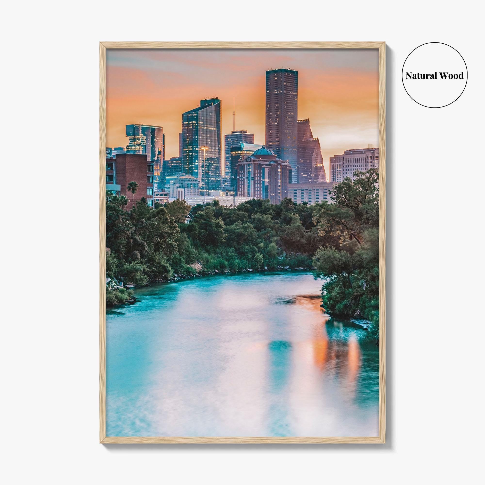 Houston Skyline Fine Art Photo Print, Downtown, Texas USA Wall Poster, East Buffalo Bayou