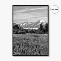Juneau Black and White Fine Art Photo Print, Mendenhall Glacier Alaska Poster