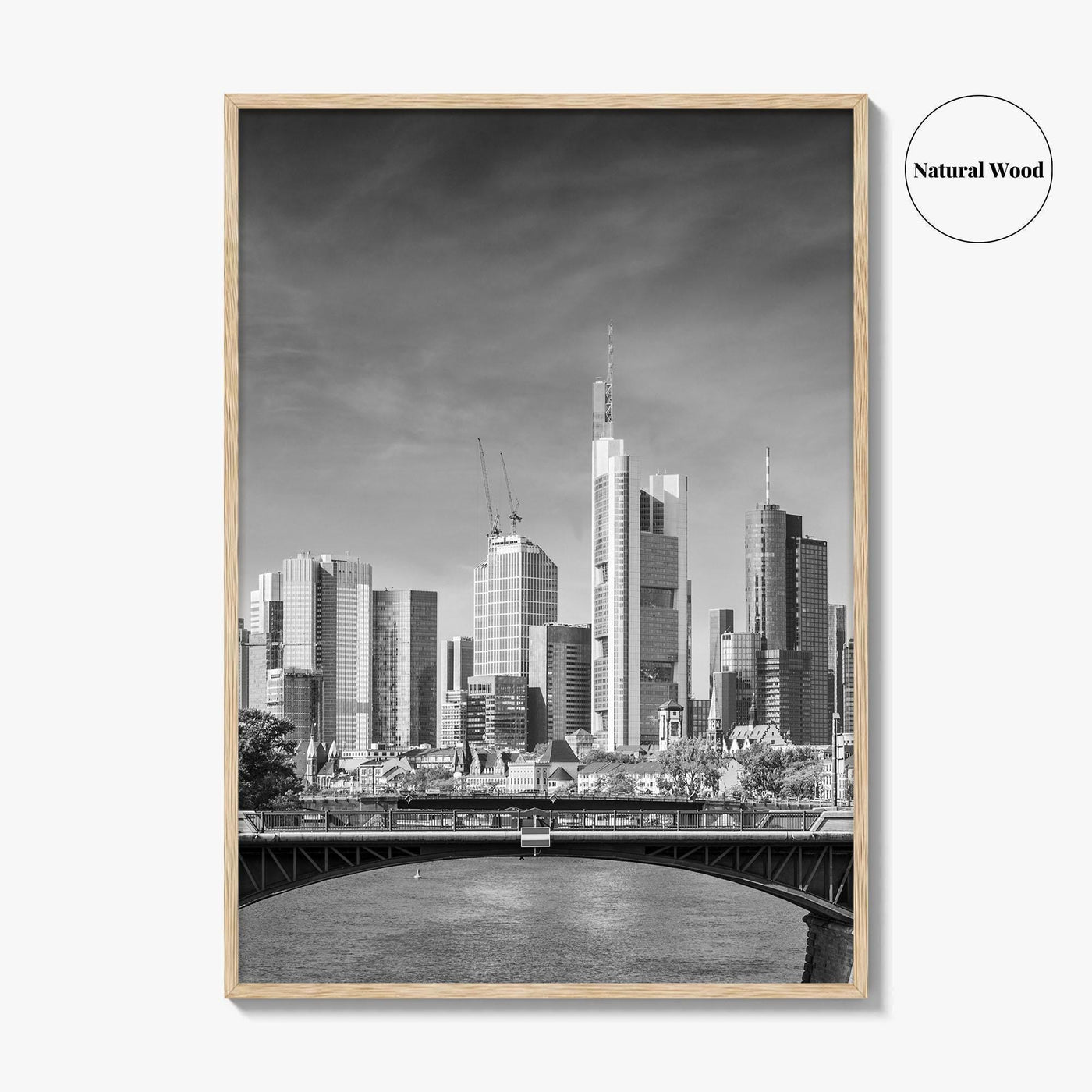 Frankfurt Am Main Skyline Black and White Fine Art Photo Print, Hesse, Germany Poster