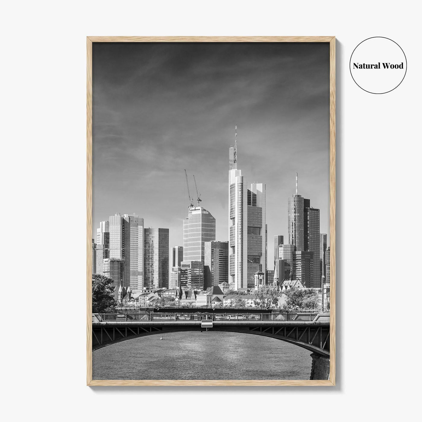 Frankfurt Am Main Skyline Black and White Fine Art Photo Print, Hesse, Germany Poster