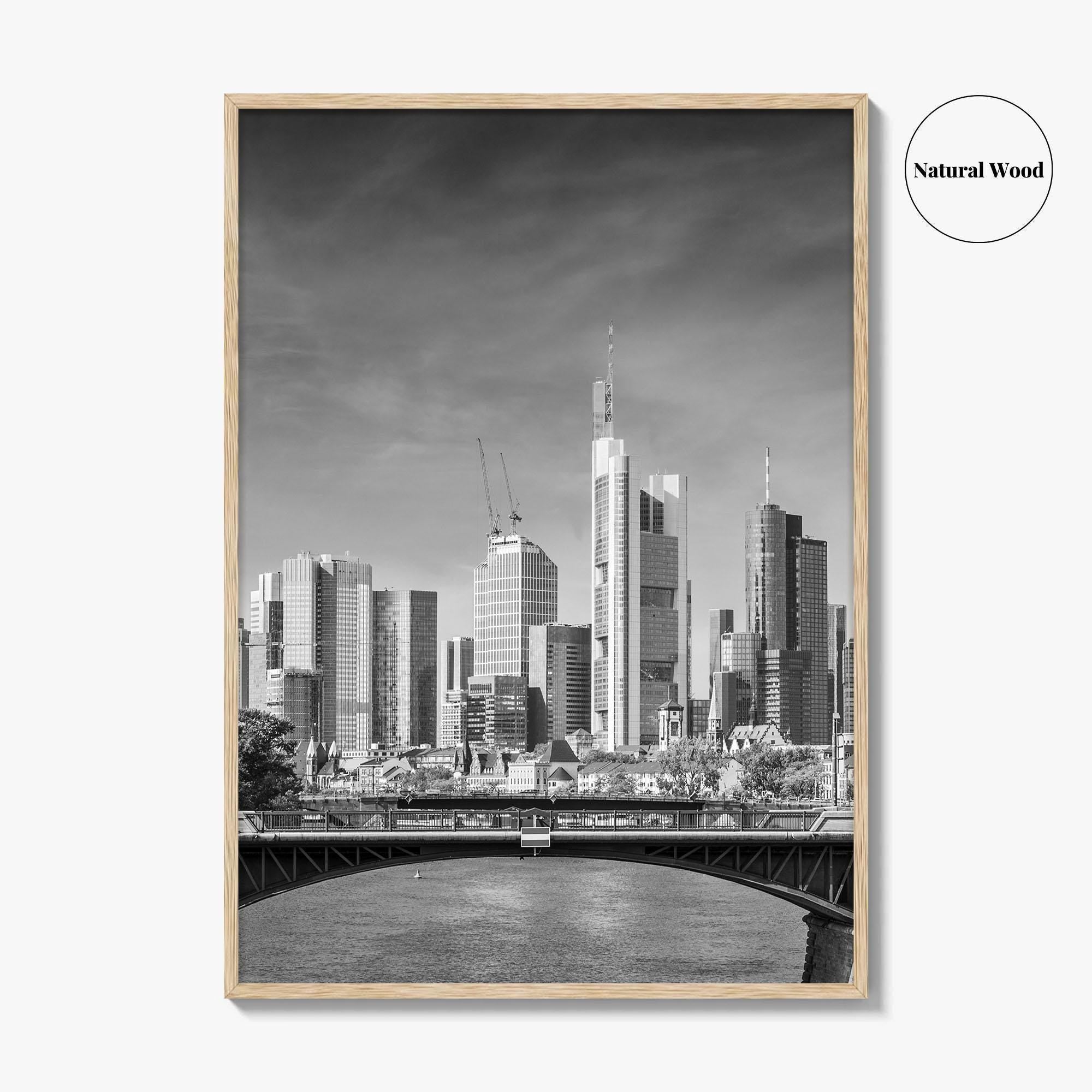 Frankfurt Am Main Skyline Black and White Fine Art Photo Print, Hesse, Germany Poster