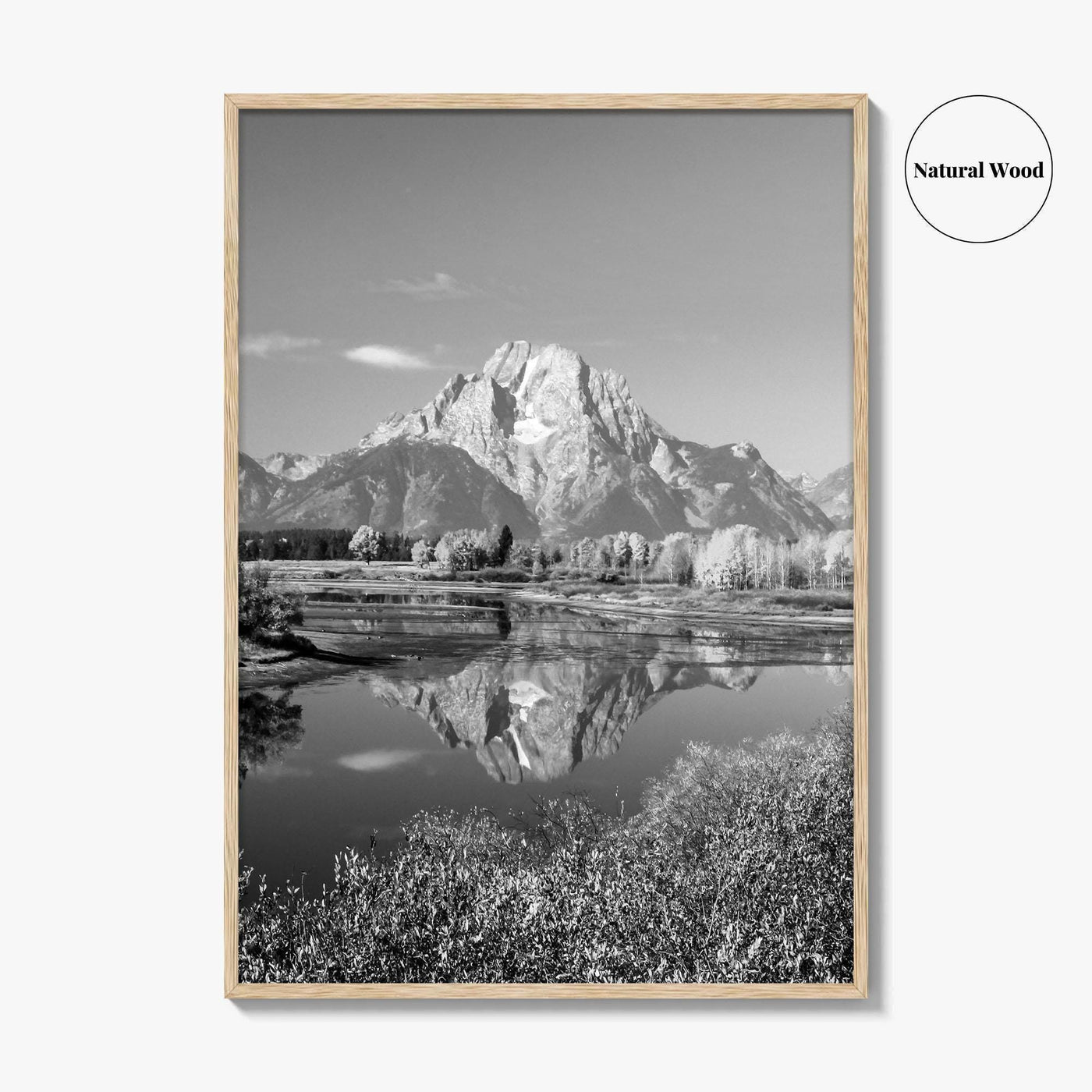 Grand Teton Black and White Fine Art Photo Print, Jackson Hole Mountains Wyoming Poster