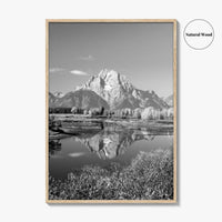Grand Teton Black and White Fine Art Photo Print, Jackson Hole Mountains Wyoming Poster