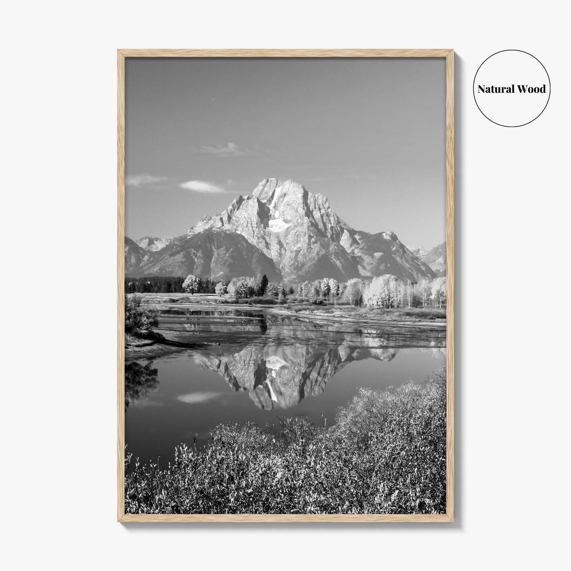 Grand Teton Black and White Fine Art Photo Print, Jackson Hole Mountains Wyoming Poster