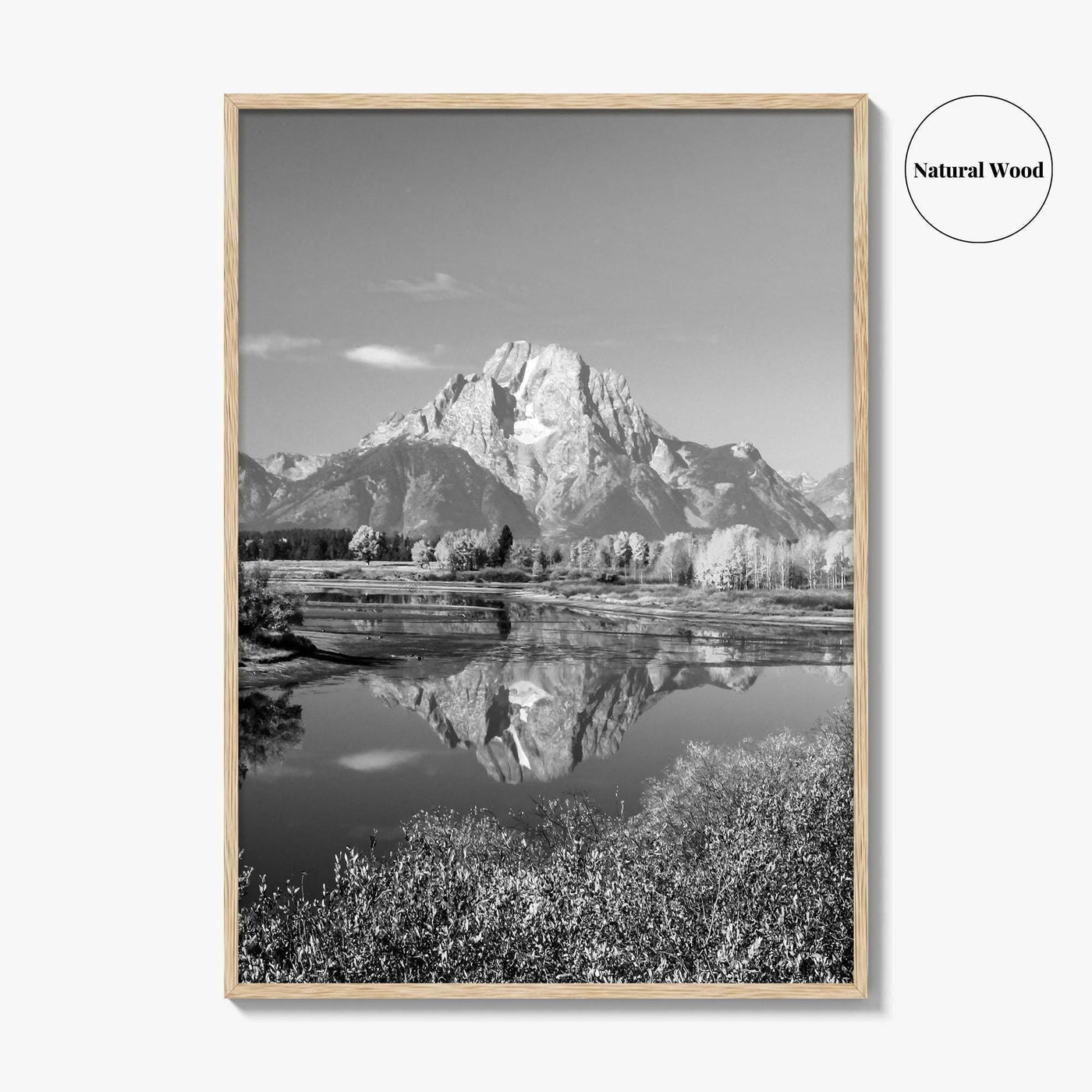 Grand Teton Black and White Fine Art Photo Print, Jackson Hole Mountains Wyoming Poster
