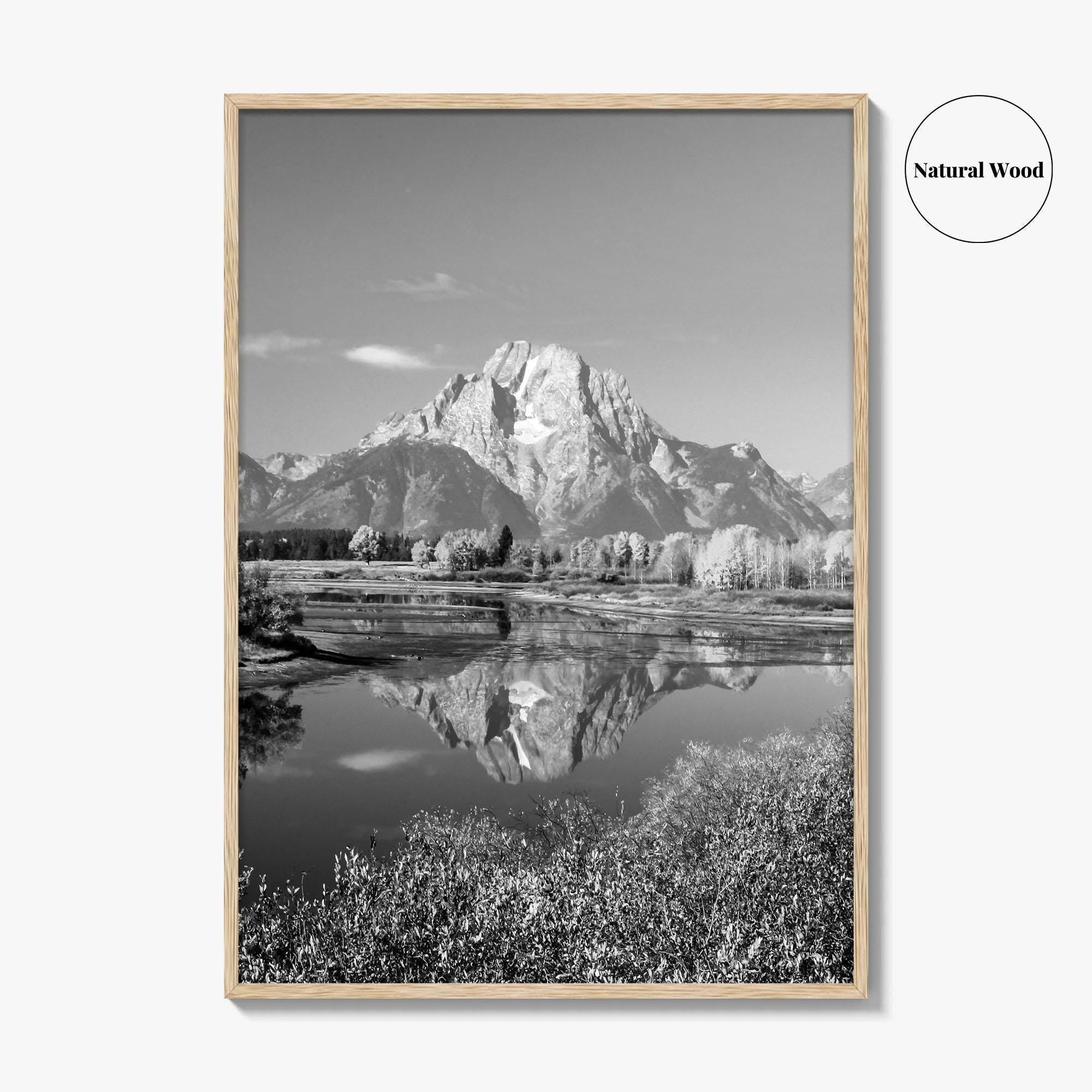 Grand Teton Black and White Fine Art Photo Print, Jackson Hole Mountains Wyoming Poster