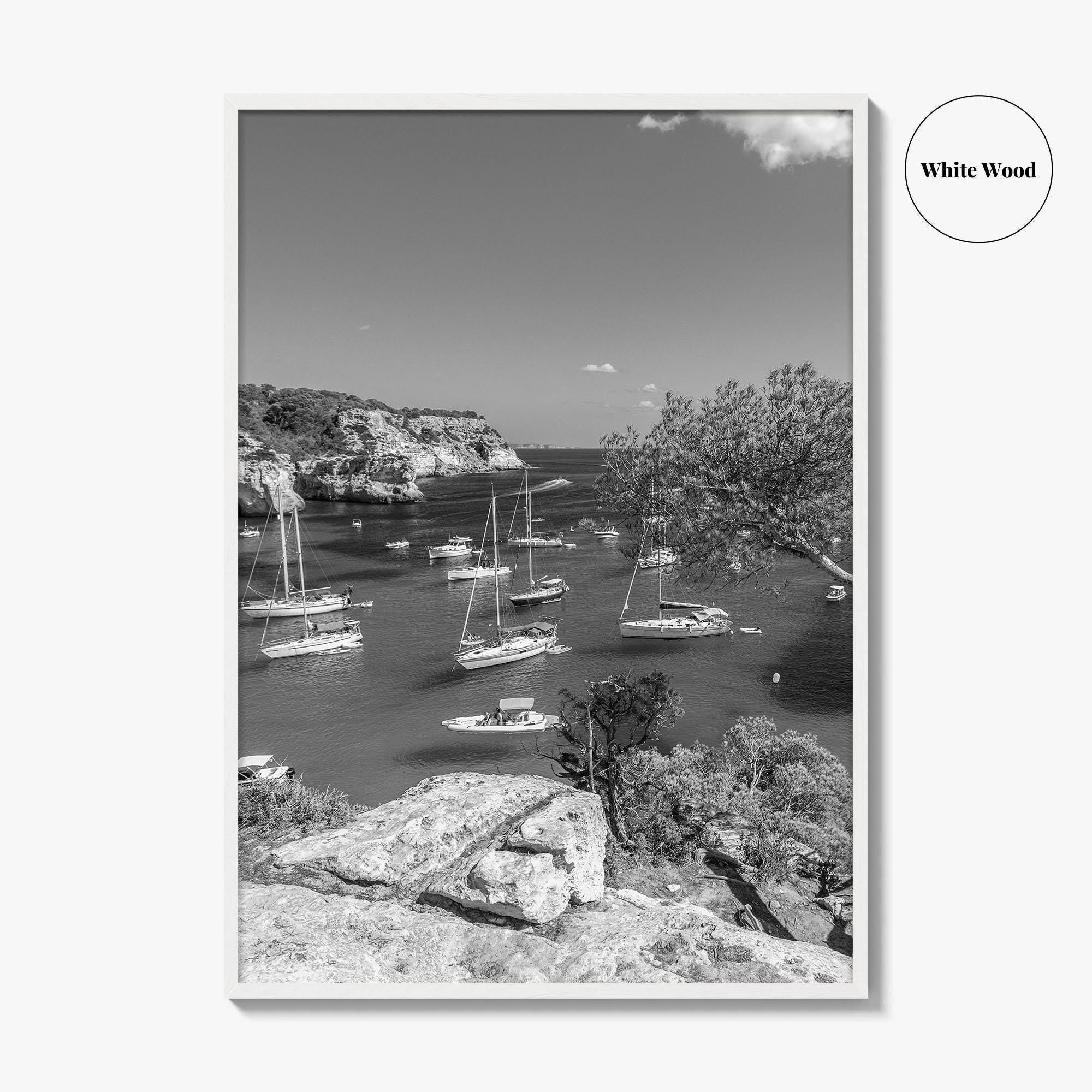 Cala Macarella Black and White Fine Art Photo Print, Seascape Menorca Balearic Islands Spain